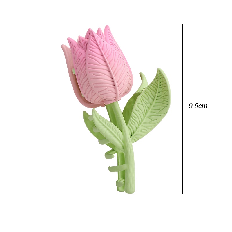 Jepit Rambut Bentuk Bunga Tulip Warna Pink Bahan Alloy Untuk Wanita