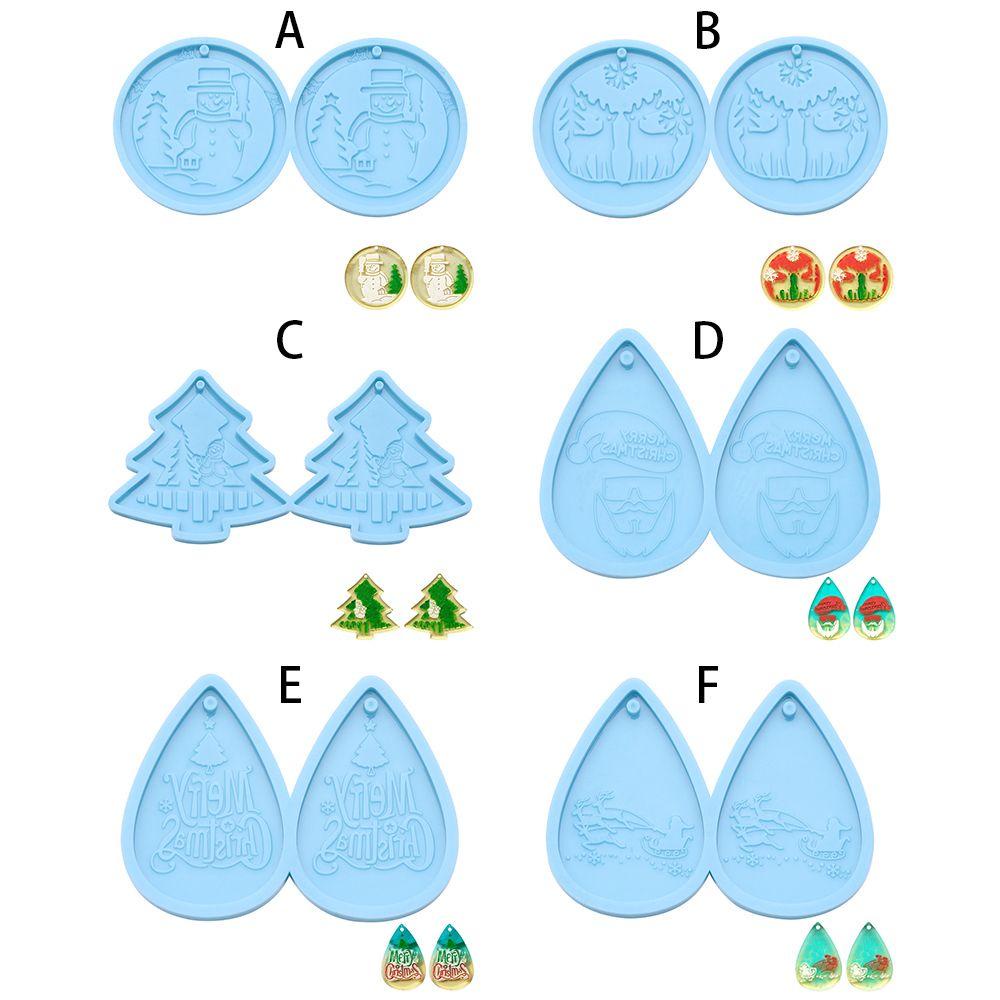 R-flower Chiristmas Earring Cetakan Menjuntai Handmade Santa Claus Merry Chiristmas Jewelry Making Tools Cetakan Silikon Resin