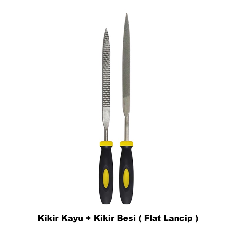 EELIC KIR-BK3X140FLATLCP Kikir besi 1 pcs dan kikir kayu 1 pcs bentuk flat lancip
