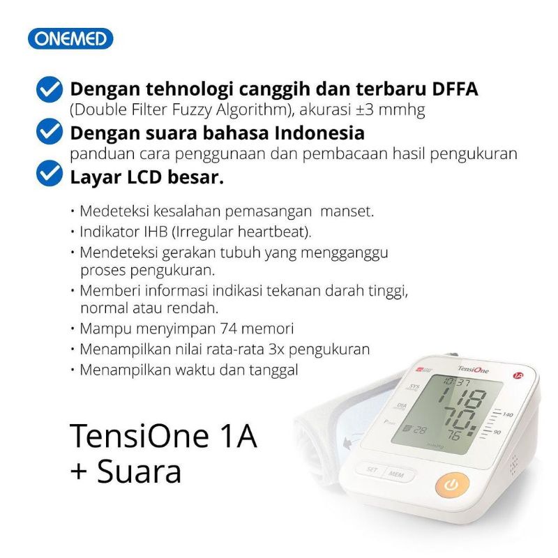 TensiOne 1A + Voice Tensimeter Digital Alat Ukur Tekanan Darah