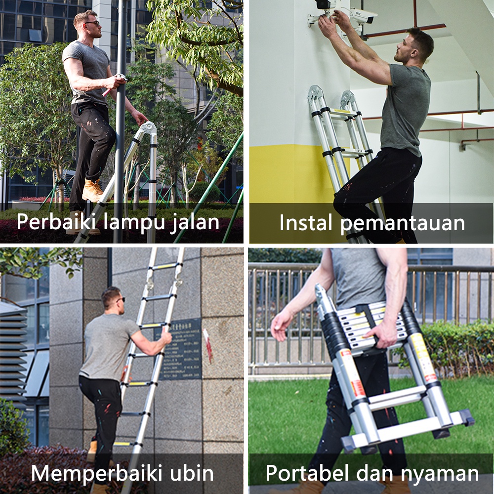 IXCE tangga lipat aluminium serbaguna 4.4m/5m/6.2m tangga tujuan ganda bahan paduan aluminium berkualitas tinggi tidak berkarat