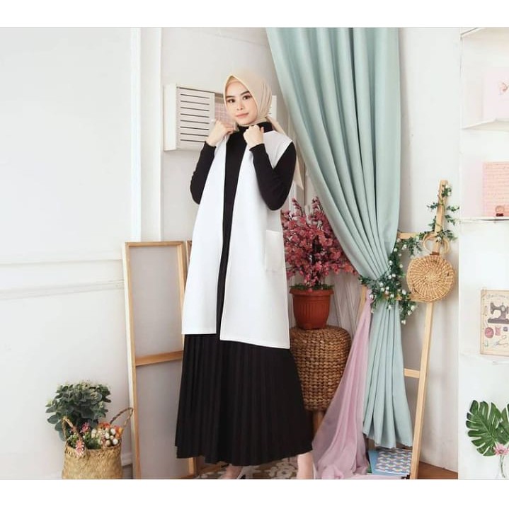 Ns FC Najibah Gamis Syar'i asdf /alfazza store/ odiva cardy scuba premium/ long cardi outer ATASAN