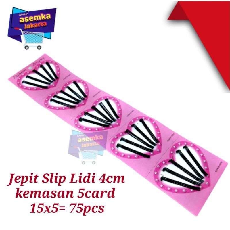 Jepit rambut 75pcs Slip lidi 4cm jepit sanggul Kemasan Card ping grosir