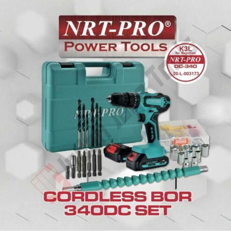 bor cordless nrt pro 20v DC 340 HD SET / bor batterai NRT PRO DC340 HD SET 20v