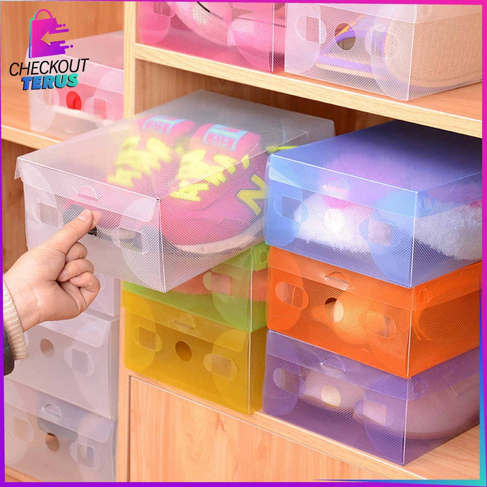 CT C157 Kotak Sepatu Tebal Serbaguna Kotak Rak Susun Sepatu Sandal Transparan Shoes Storage Box Orginizer