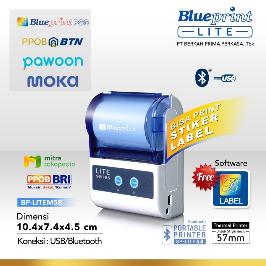 Printer Thermal Portable Bluetooth USB BLUEPRINT BP-LITE58 / LITE 58