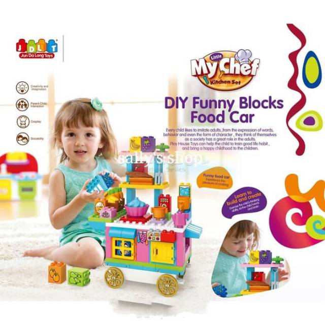 Mainan edukasi anak my chef kitchen set food car jdlt block set