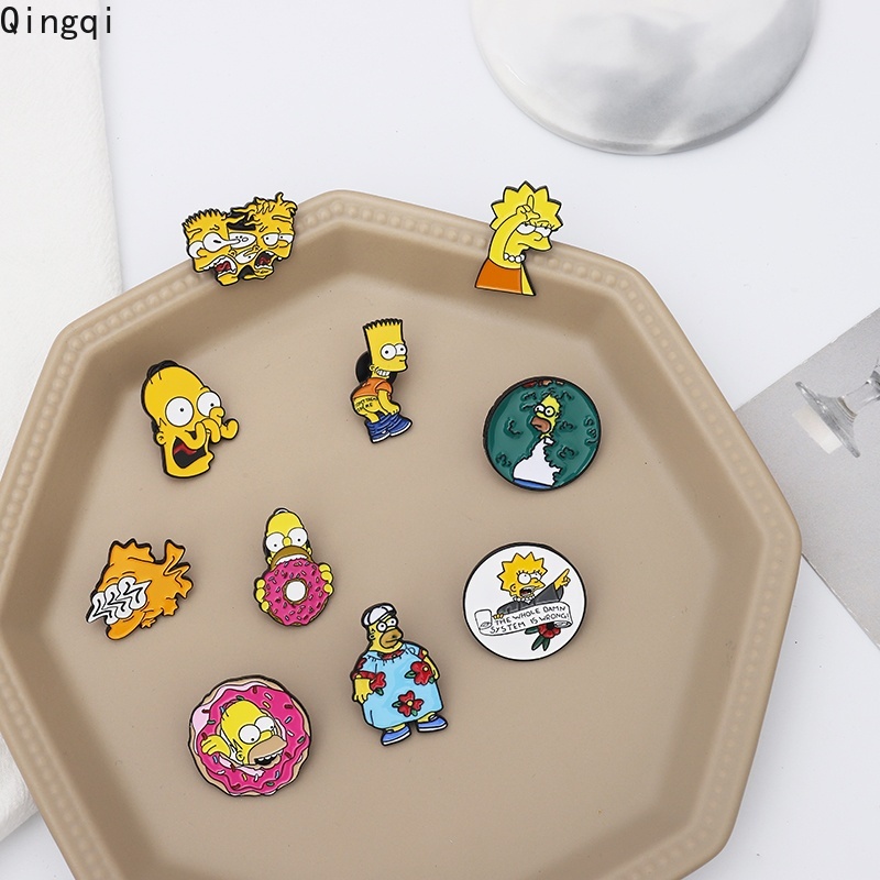 Bros Pin Enamel Desain Kartun Bart Simpson Lisa Homer Untuk Hadiah