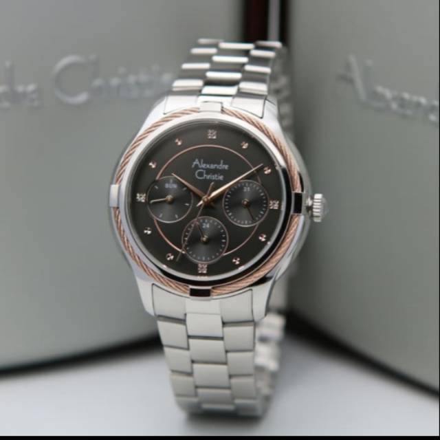 Jam wanita Alexandre christie AC2844 silver hitam