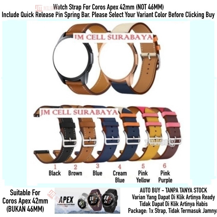 Tali Jam Watch Strap Coros Apex 42mm (BUKAN 46MM) - Fashion Leather Kulit Stylish