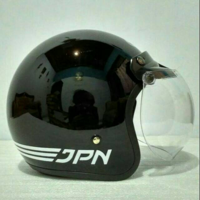 Helm Bogo Retro SNI JPN ARC HITAM GLOSY Kaca Bogo Ori