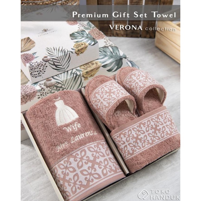 Toko Handuk - Premium Gift Set 4in1 Verona (handuk custom bordir/Kado) ---NEW---