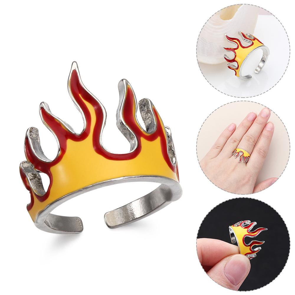 Lily Flame Opening Rings 90s Pesta Pria Wanita Fashion Aksesoris Rock Laki Hadiah Ulang Tahun Hip Hop Gothic