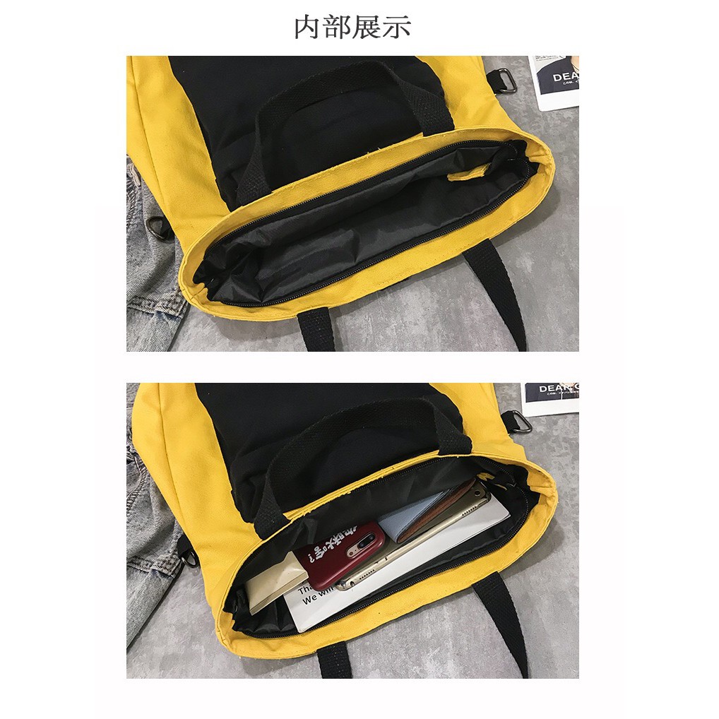 Tas Ransel Kanvas Peace Multifungsi Kuning Import