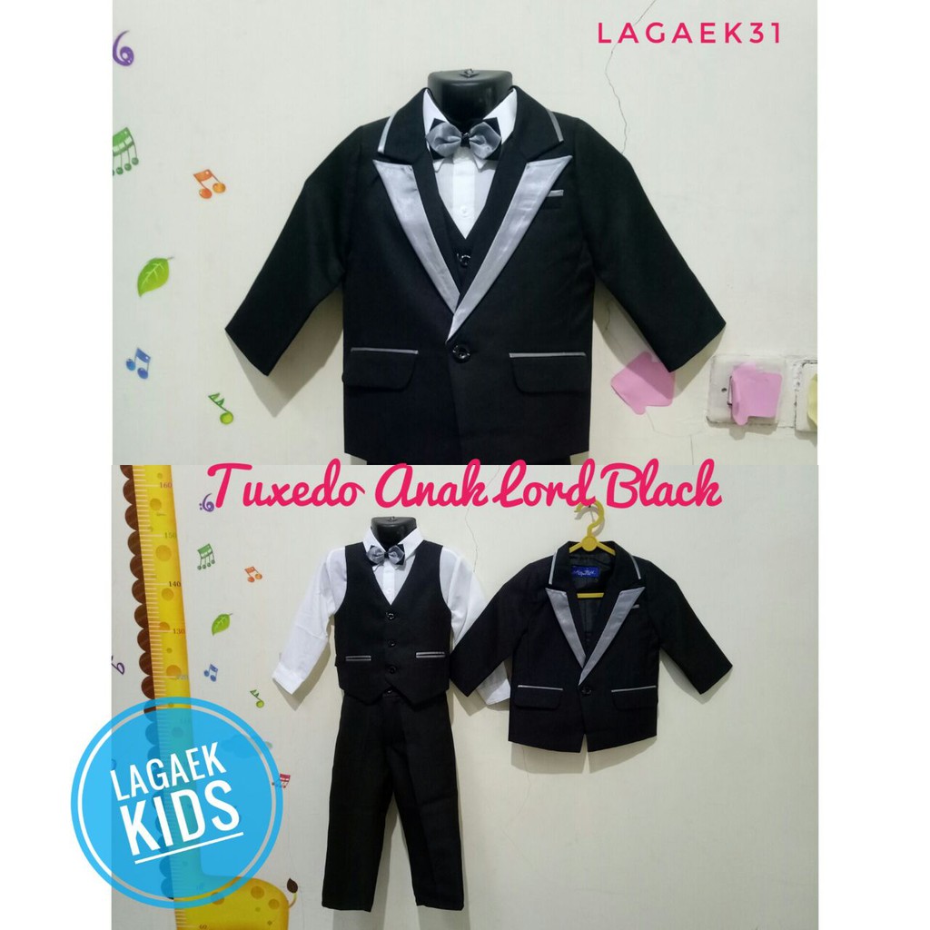 Setelan Jas Anak Laki Laki Usia 1 2 Tahun Premium HITAM 8in1- Jas Pesta Anak Cowok Tuxedo HItam Casual Untuk Pesta