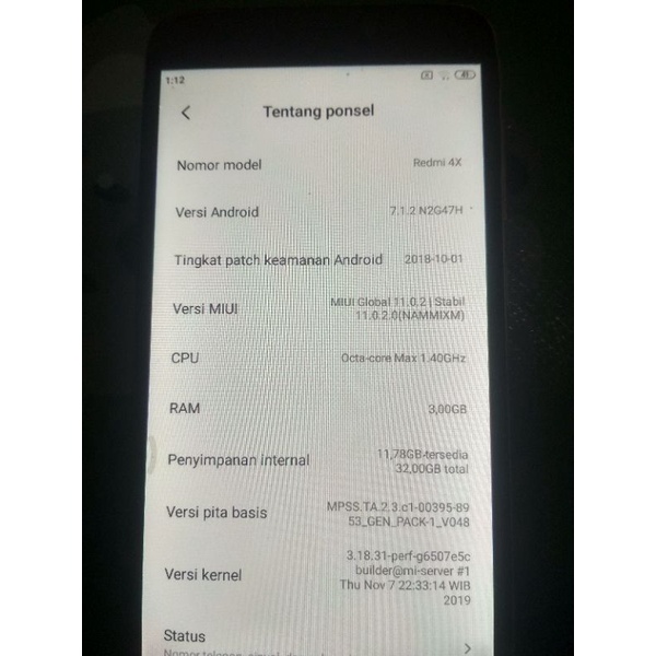 xiaomi redmi 4x ram 3Gb rom 32Gb
