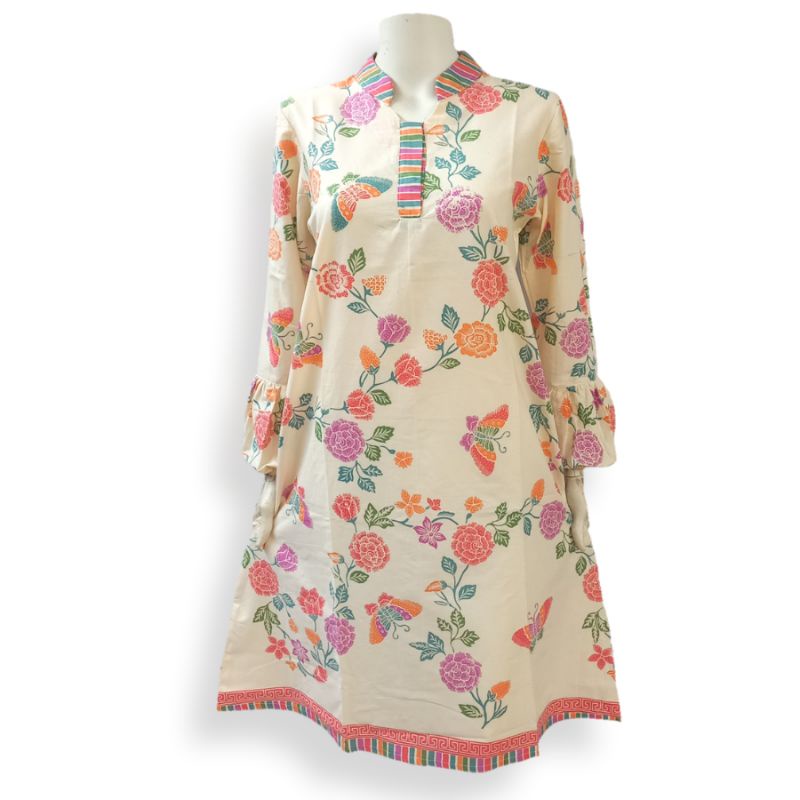 DESWITA - Tunik Batik Wanita Modern, Dress Gaun Batik Model Kekinian, Batik Sinaran Dress Batik,  Ba