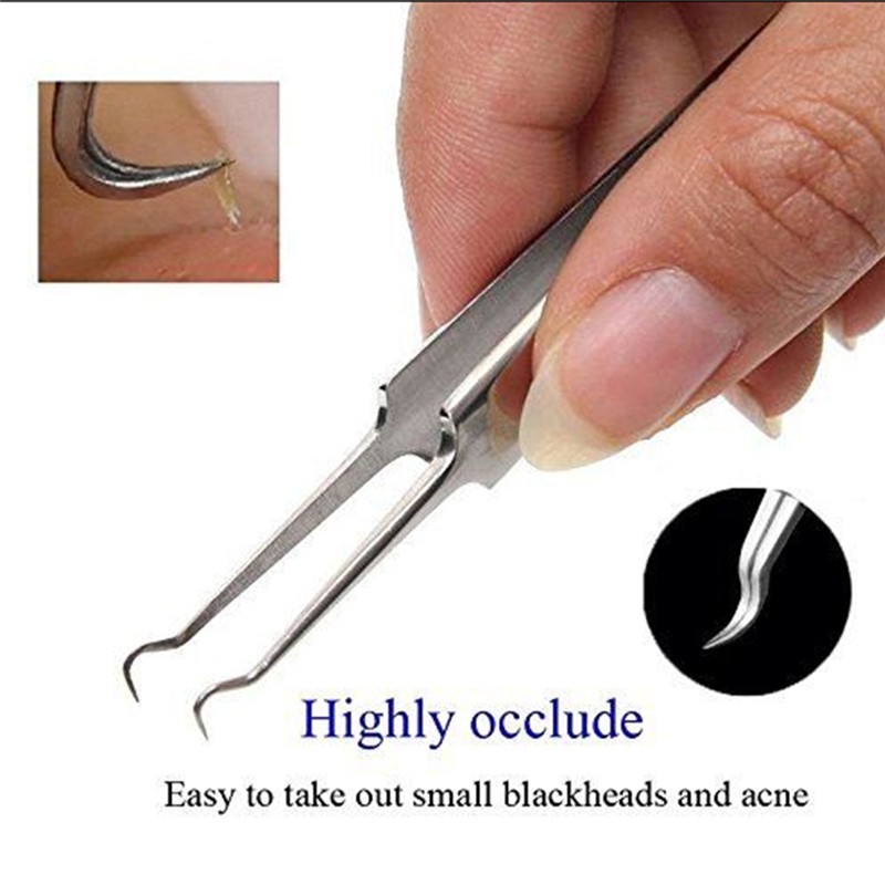 [Bayar Di Tempat]Pinset Stainless Steel Lengkung Lengkung untuk Menghilangkan Komedo Hitam / Jerawat