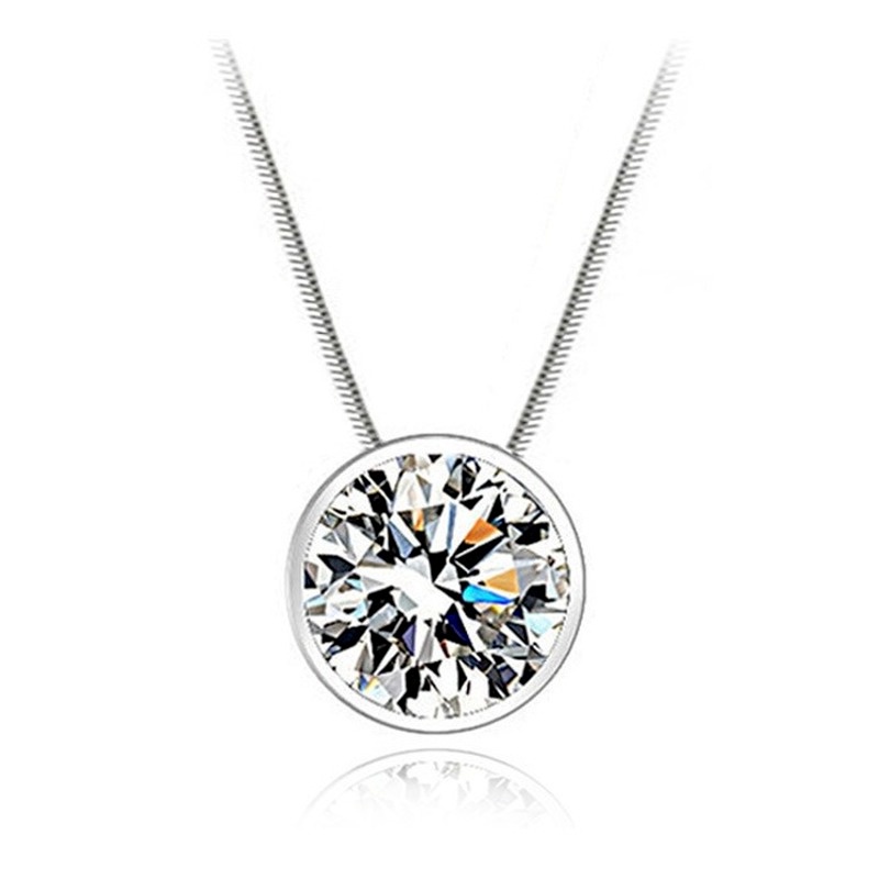 [Ready Stock]Fashion Silver Plated Diamond Pendant Simple Necklace