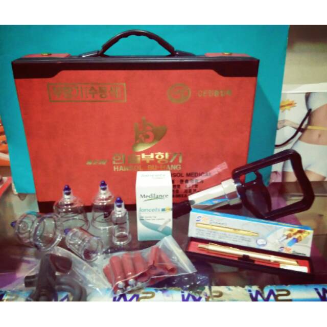 Paket Alat Bekam / Kop Bekam 19 Hansol Premium + Jarum 21G 100 Medilance + Lancing Gold Sammora 228
