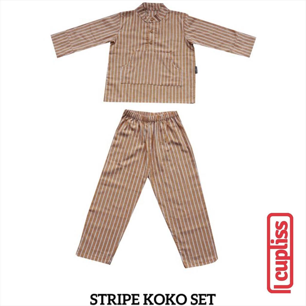 Little Palmerhaus Stripe Koko Safron Baju Koko Anak