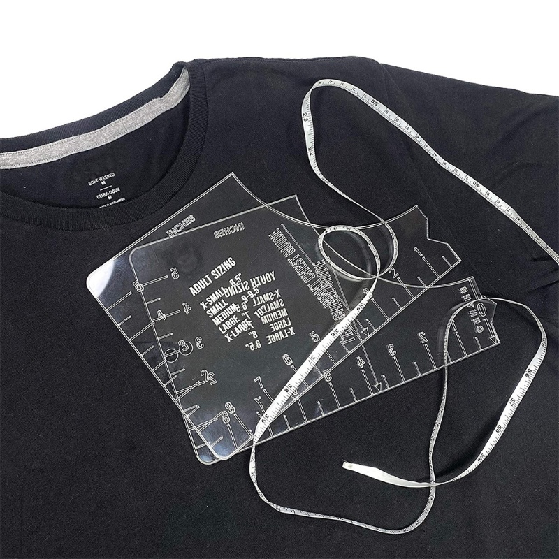 Zzz T-Shirt Alignment Ruler Profesional T-Shirt Ruler Guide Set Penggaris Panduan Ukuran Bagan Crew Neck Craft Centering Access