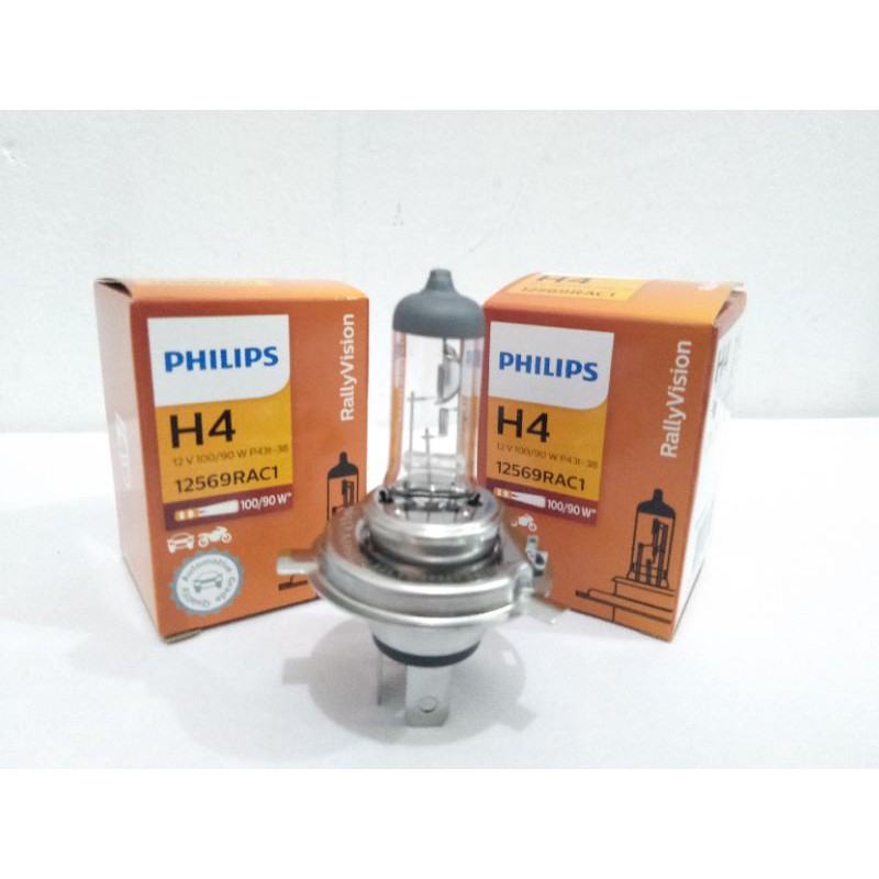 Lampu bohlam dop Phillips H4 12v 60/55w dan 100/90w Asli Standart Mobil