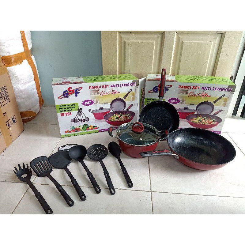 teflon GSF panci Set 8 pcs GSF 8Pcs wajan gsf frypan gsf Teflon set Series G-2429 G-2529 G-2629