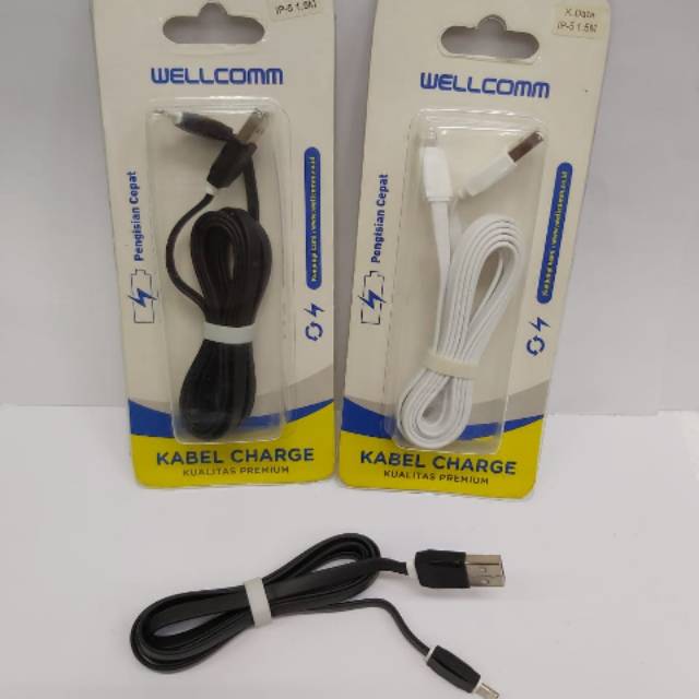 Kabel Data WELLCOMM IPH 5 /6 /6+/7/ 7+ /pengisian Cepat