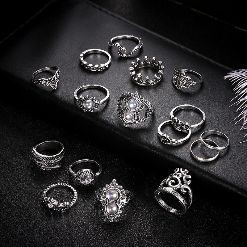 16pcs / Set Cincin Desain Mata Kucing Untuk Wanita