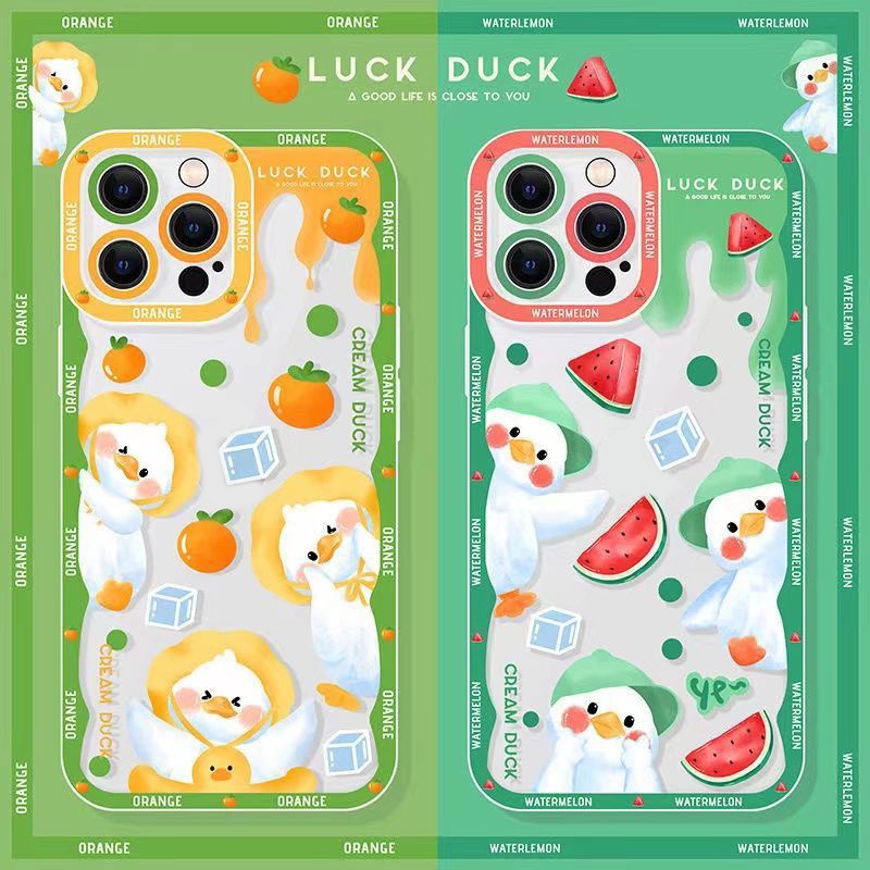 Soft Case Silikon TPU Transparan Motif Bebek Untuk IPhone 14 13 12 11 Pro X XR XS Max SE 6 6S 7 8 Plus