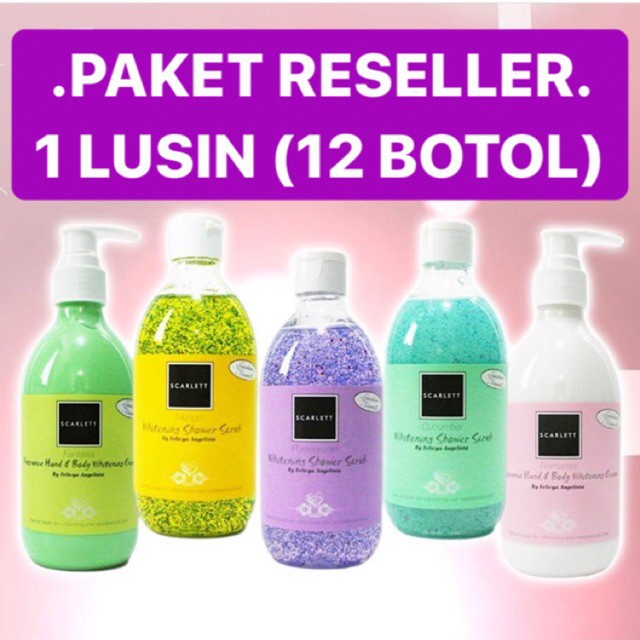 BISA COD Scarlett Whitening PAKET RESELLER 1 LUSIN (12 botol) BY felicya angelista