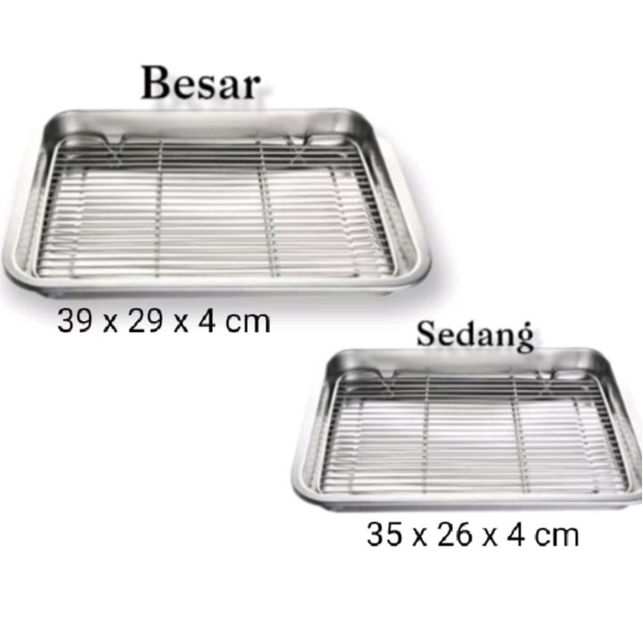 Nampan Stainless + Cooling Rack Peniris Minyak ( 1set )