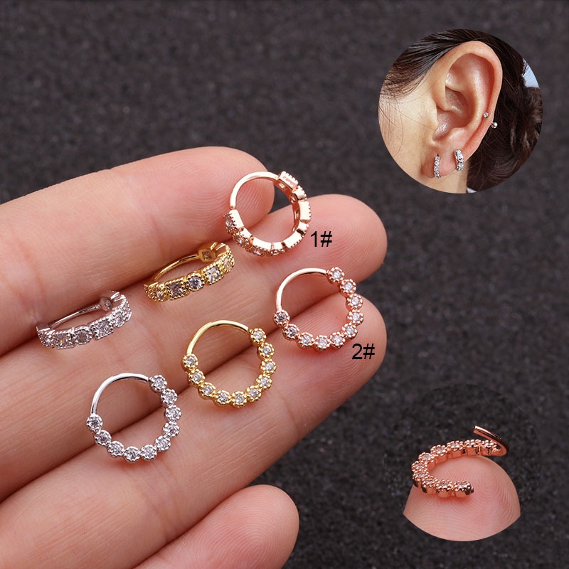 1Pc CZ Cartilage Earrings Nose Hoop for Women Helix Daith Snug Rook Tragus Ring Ear Piercing Jewelry