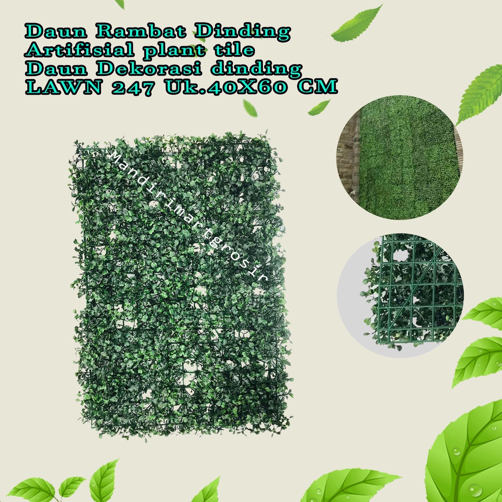 Daun Rambat Dinding * artifisial plant tile * Daun Dekorasi dinding * LAWN 247 * 40X60 CM