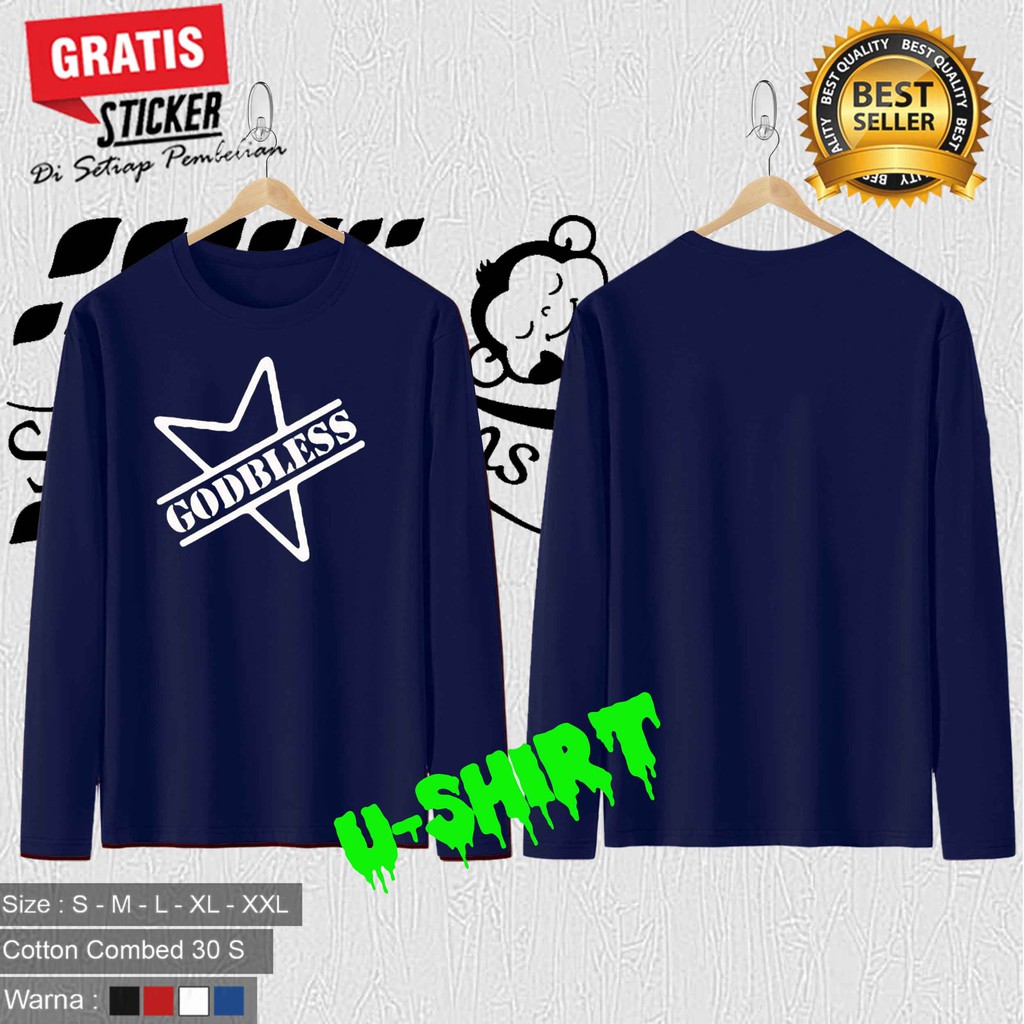 BAJU KAOS LENGAN PANJANG GODBLESS MURAH TERBARU PRIA&WANITA DISTRO U-SHIRT