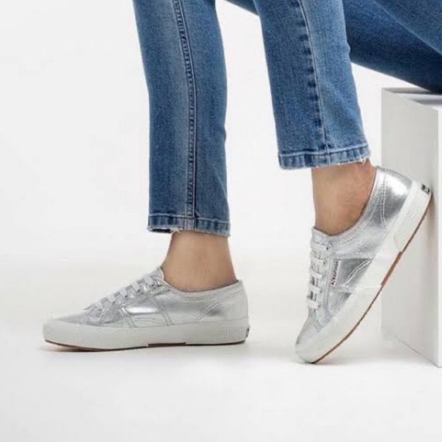 superga silver shoes