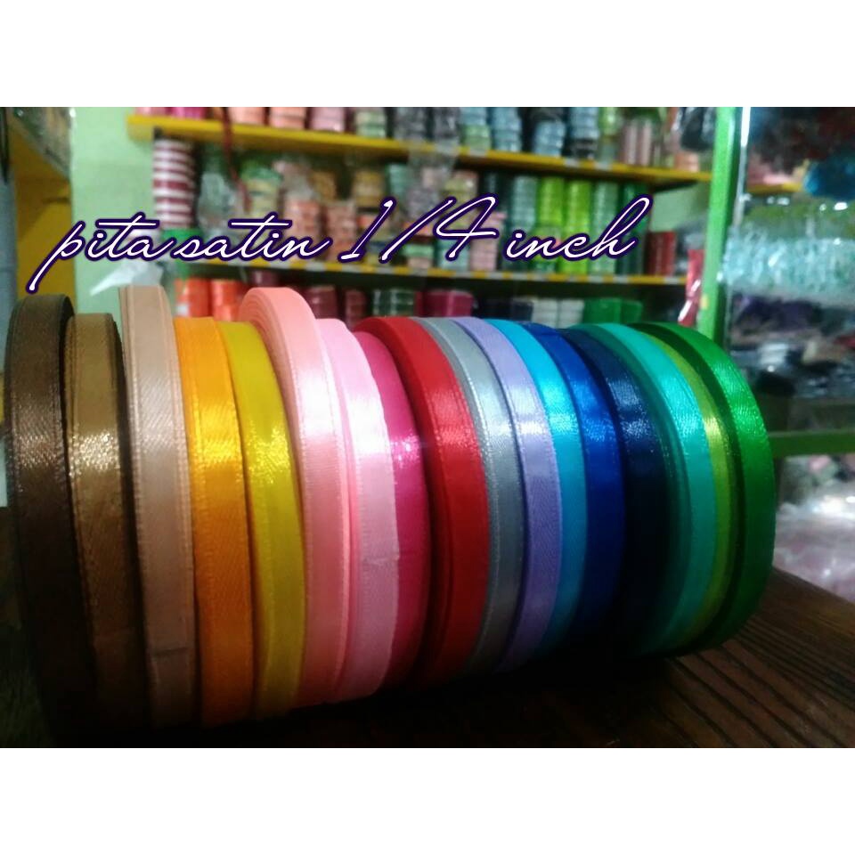 

PER ROLL Pita Satin 0,6 cm 6 mm 1/4 INCH Isi 25 yard SAKURA Termurah