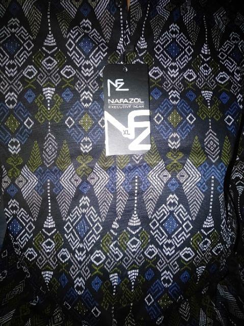 Atasan Pria Kemeja Batik Lengan Panjang  Motif Torpedo Hitam Slimfit Grosir