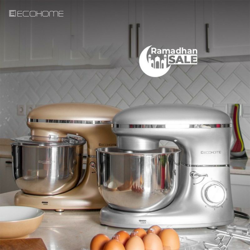 Stand Mixer Ecohome mixser roti adonan kue donat turbo silver gold