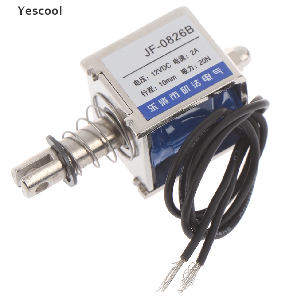 Yescool JF-0826B solenoid Elektromagnetik Tipe Tarik Dorong 20N 12V / 2A 10mm