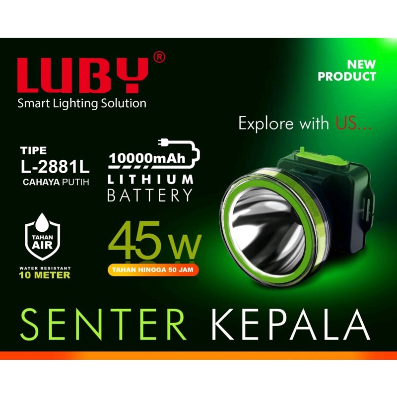 Headlamp / Senter Kepala Merk Luby L-2881 Cahaya Kuning / Putih