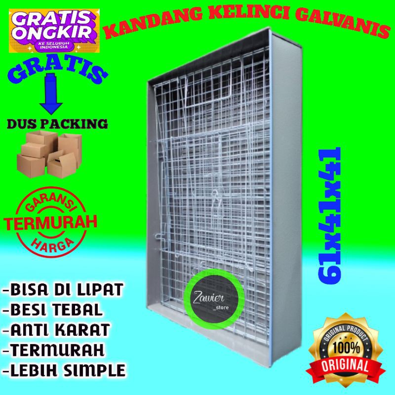 Kandang Kelinci Galvanis, Kucing, Anjing, Tupai Size P61 x L41 x T41-3