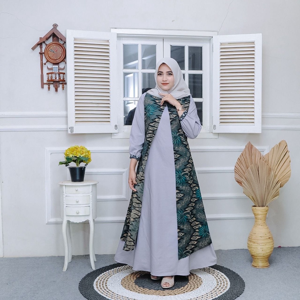 Baju Gamis Elizia Maxy, Katun HQ Kombinasi Toyobo, Ori Gamis Batik Aksara Pekalongan BIG SIZE JUMBO