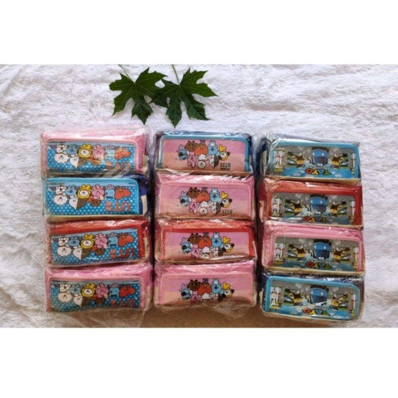 

Isi 12 Pcs Tempat Pensil Karakter Murah Bahan Canvas Tepak Pensil Saku