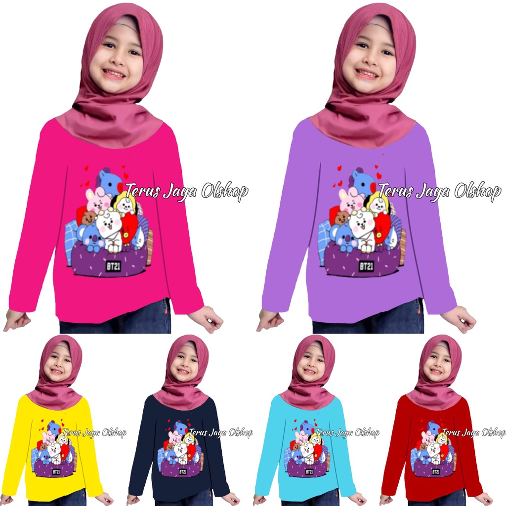 Kaos atasan lengan panjang anak perempuan kekinian tahun 1 - 10 tahun