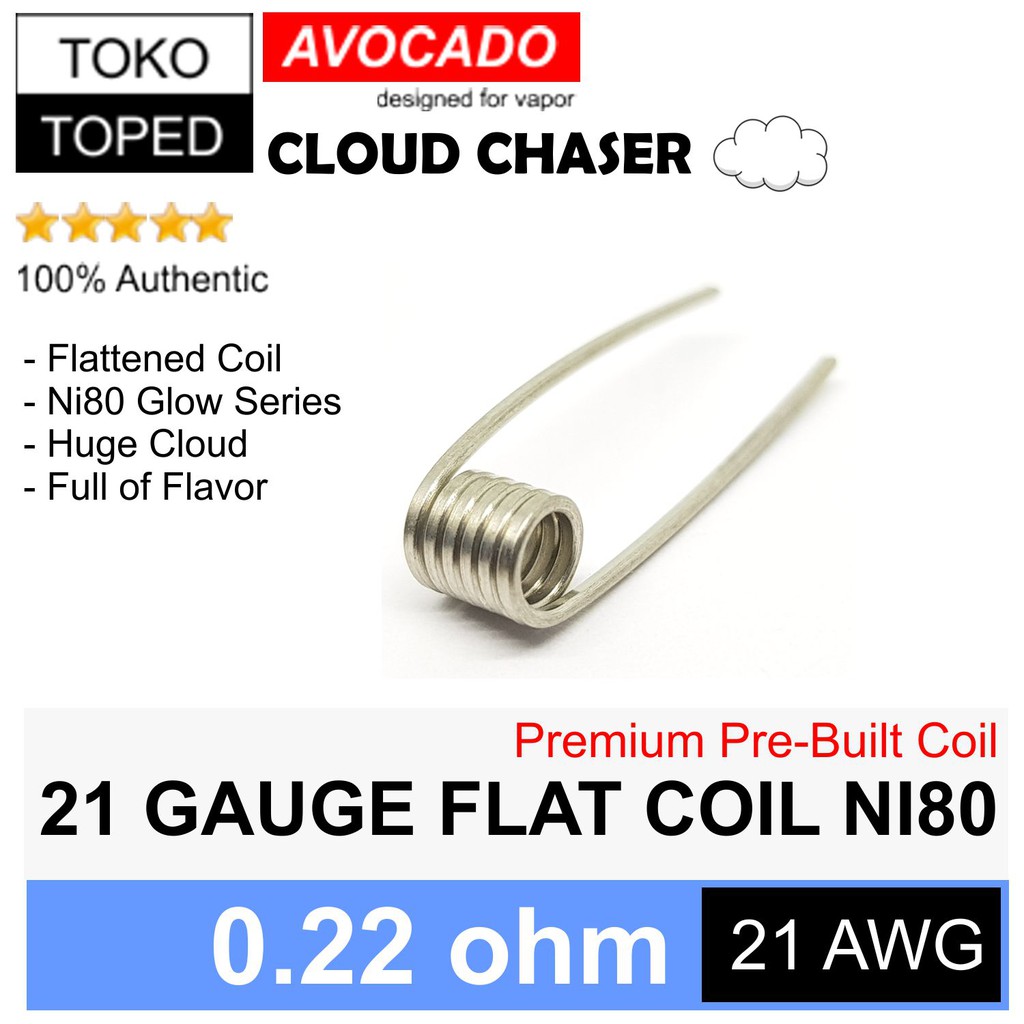 Authentic Avocado 21 GAUGE FLAT COIL Ni80 Coil 0.22 ohm | 0.6mm ribbon