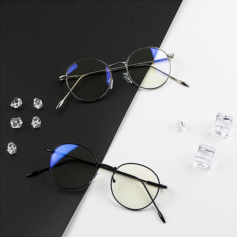 (YUZHU) Korea Fashion Kacamata Anti Radiasi Unisex Retro Klasik Anti Blue Light Bulat Anti Radiasi Eyeglasses Mahasiswa