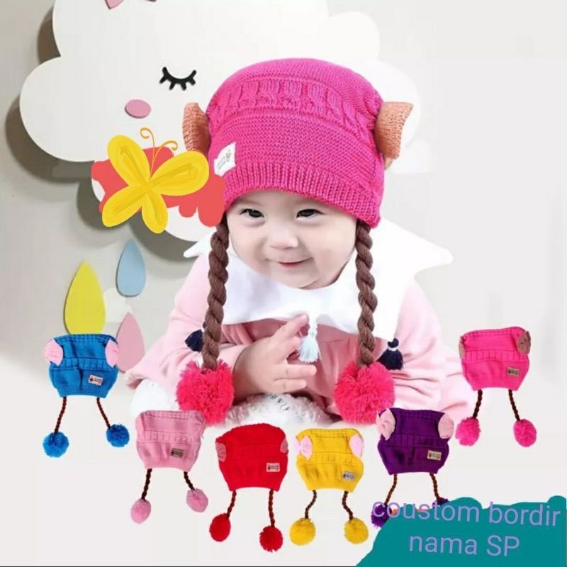 Topi Bayi Kepang // Kupluk Bayi POM” 0-3thn