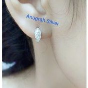 (COD)Anting jepit fashion wanita remaja/dewasa oval kecil perak asli 925/Silver lapisan emas putih murni.